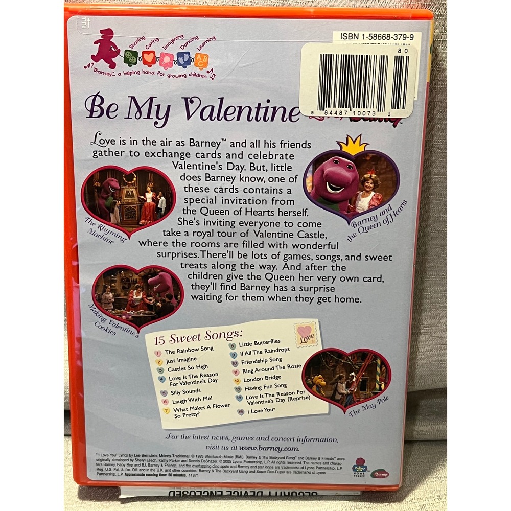 Barney Be My Valentine Love Barney DVD Kids Musical 15 Songs Lionsgate 2005 - Picture 2 of 3